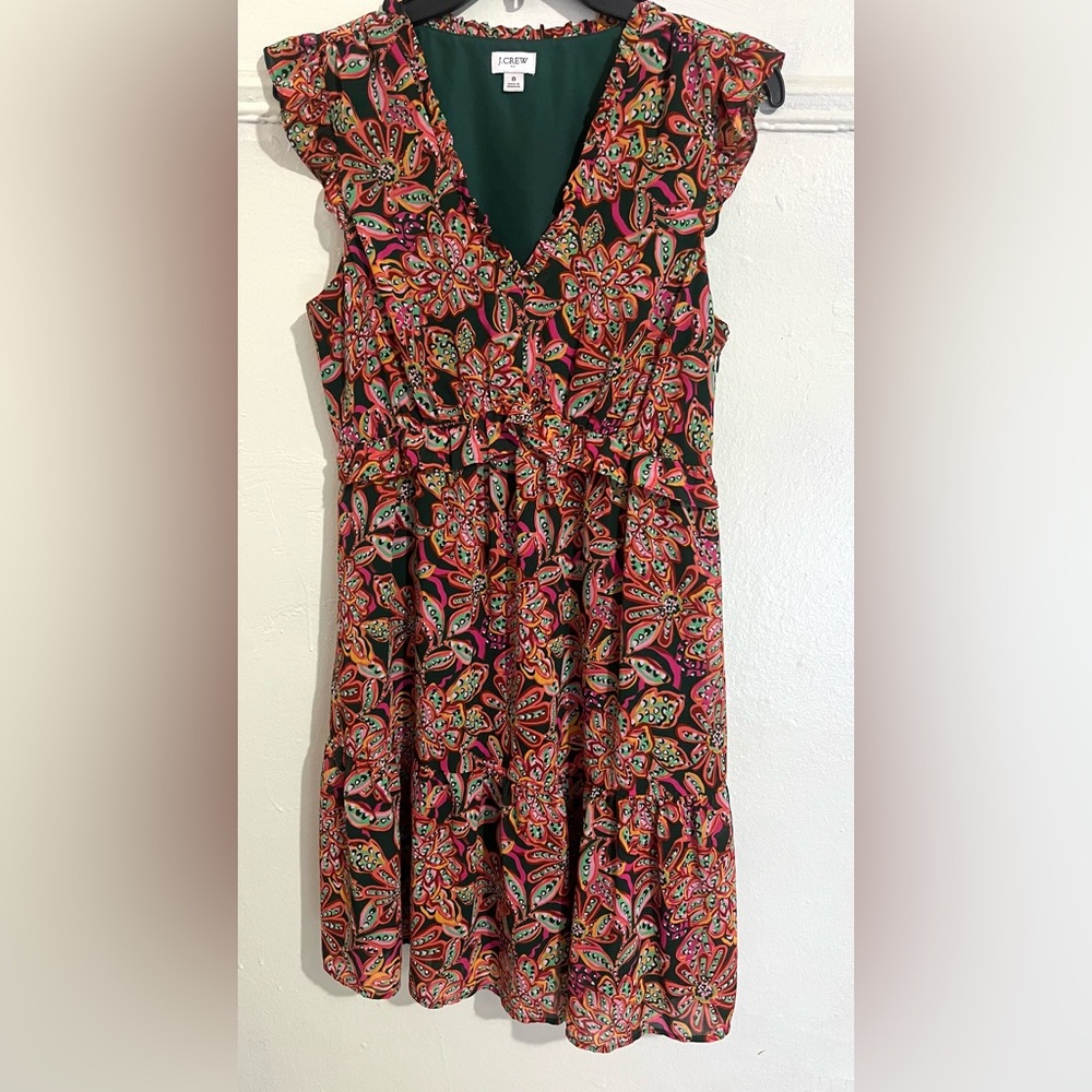 J. Crew Ruffle V-neck Floral Sleeveless Dress